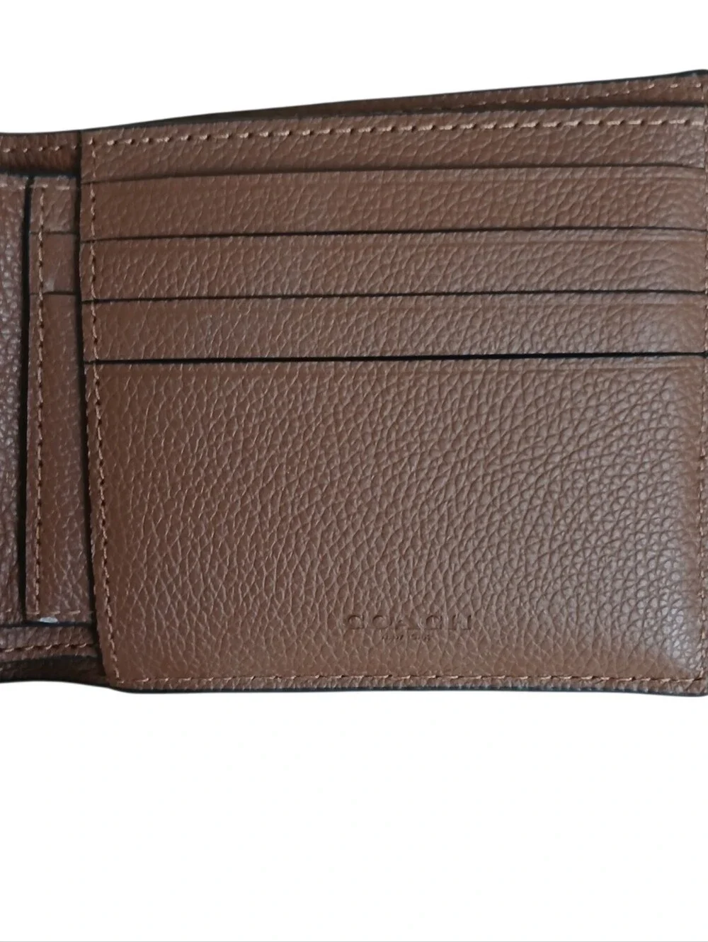 COACH Men's 3-In-1 Bifold Pebbled Leather Wallet Brown Removable Insert Classic